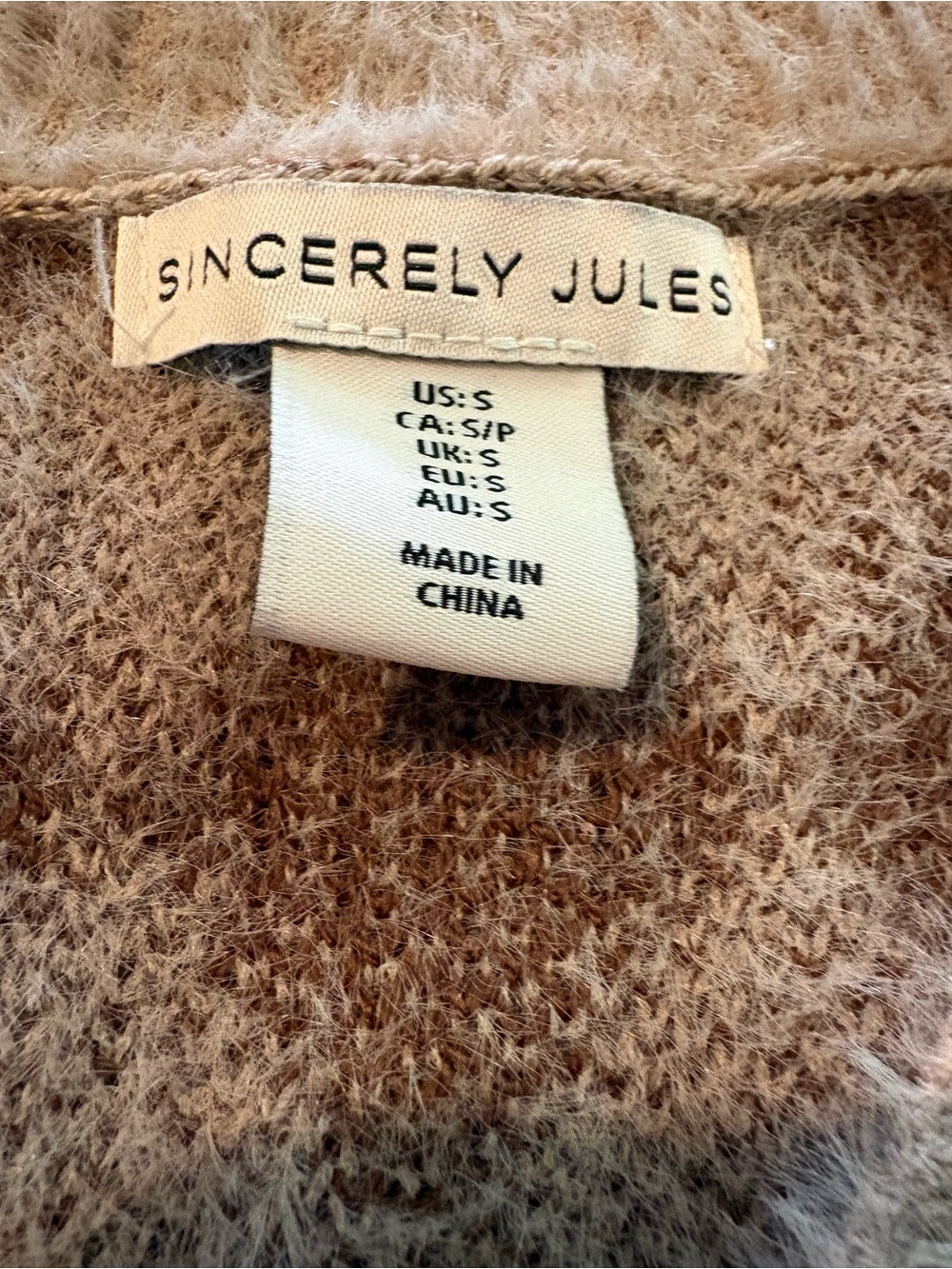 Sincerely Jules Argyle Fuzzy V-Neck Sweater Vest in Beige and Brown - Picture 3 of 3